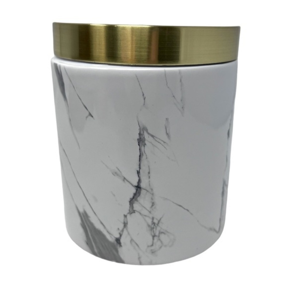 DKNY Mixed Media Marble Gold Covered Jar | Like New